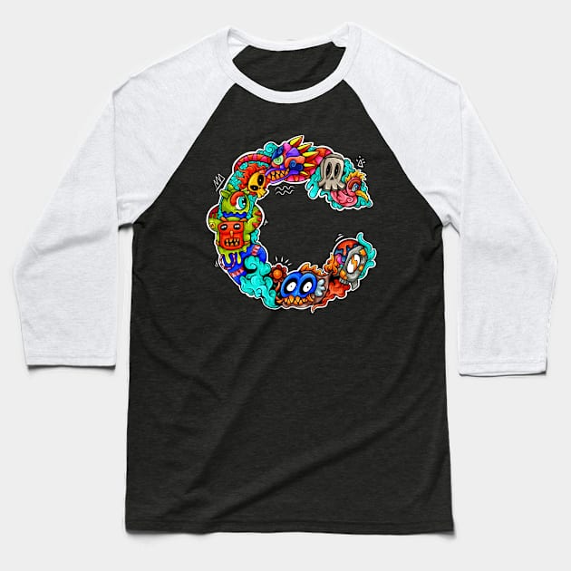 doodle monster C Baseball T-Shirt by Koyung500